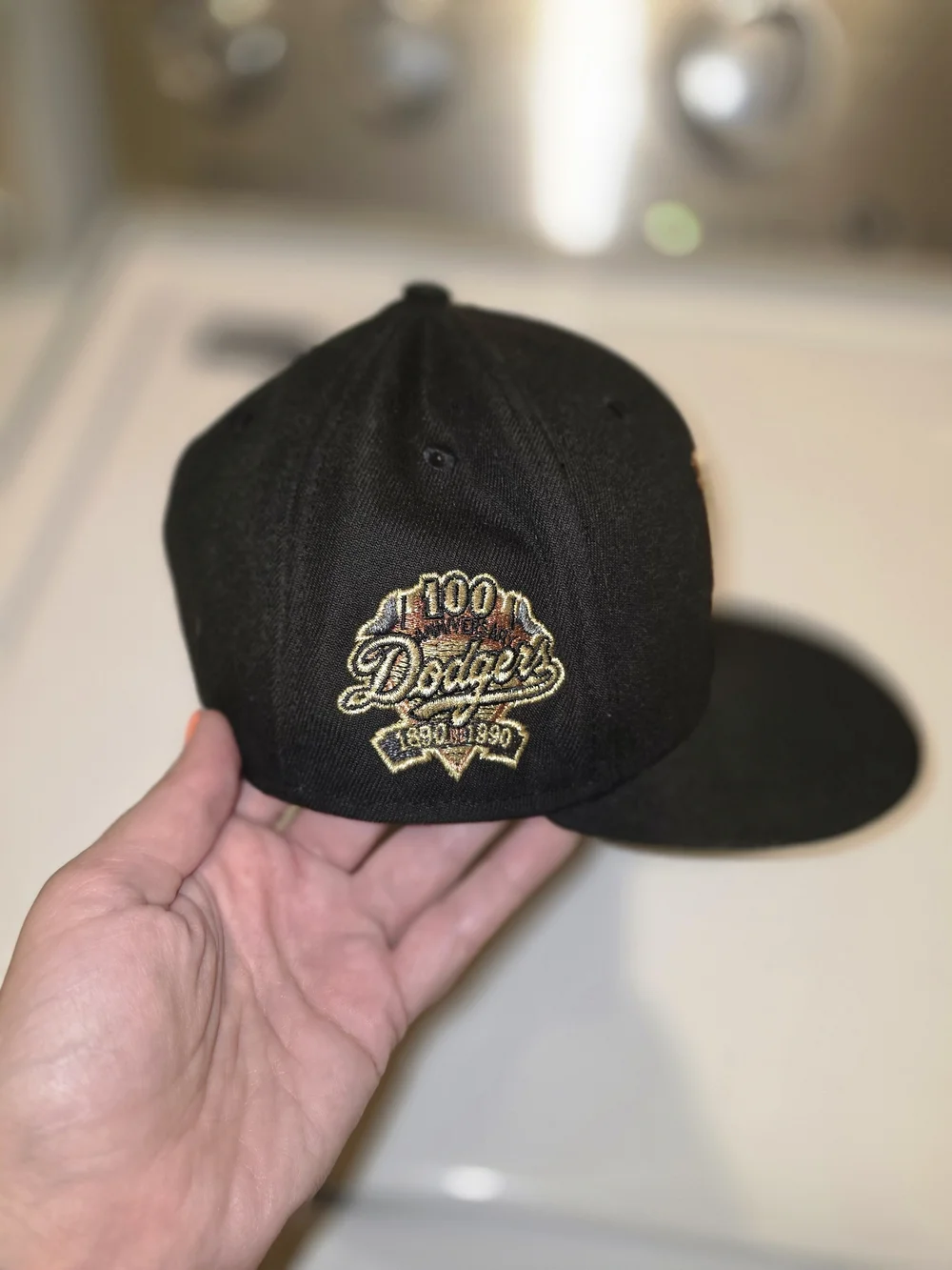 New Era Black LA Dodgers Cap with 100 Anniversary Gold Embroidery